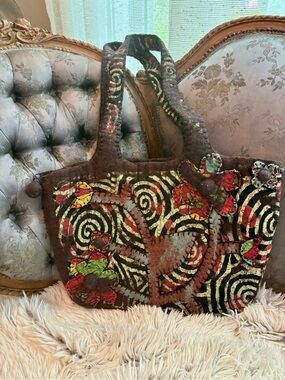 Boho Wool  Felted Brown Tote